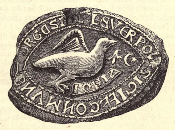 A nineteenth-century reproduction of Liverpool’s medieval seal, with a bird at its centre.